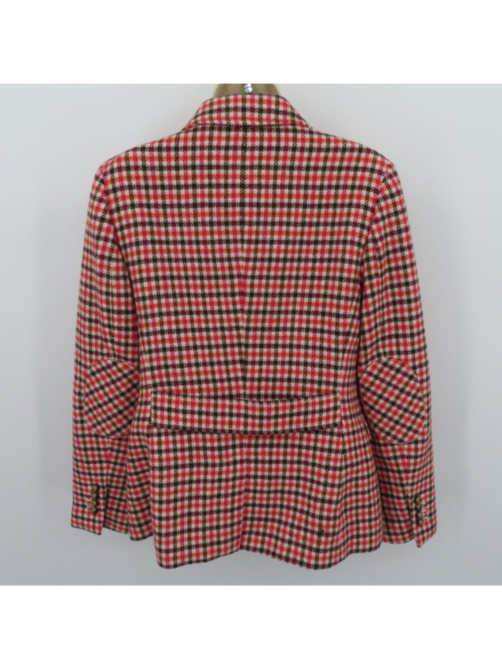 Talbots Women 8 Orange Brown Pink Houndstooth One Button Blazer Jacket Coat - Picture 5 of 10